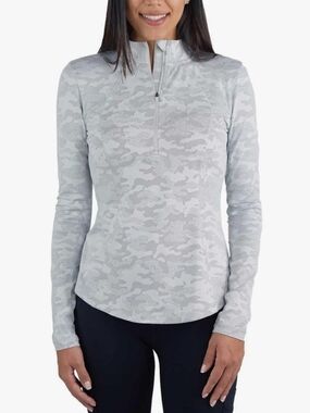 Spyder Women's Light Gray Camo Half-Zip Long Sleeve Top